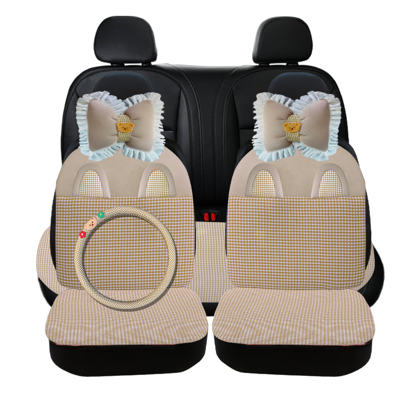 Pure Cotton Cartoon Car Breathable One-piece Linen Fabric Seat Cushion