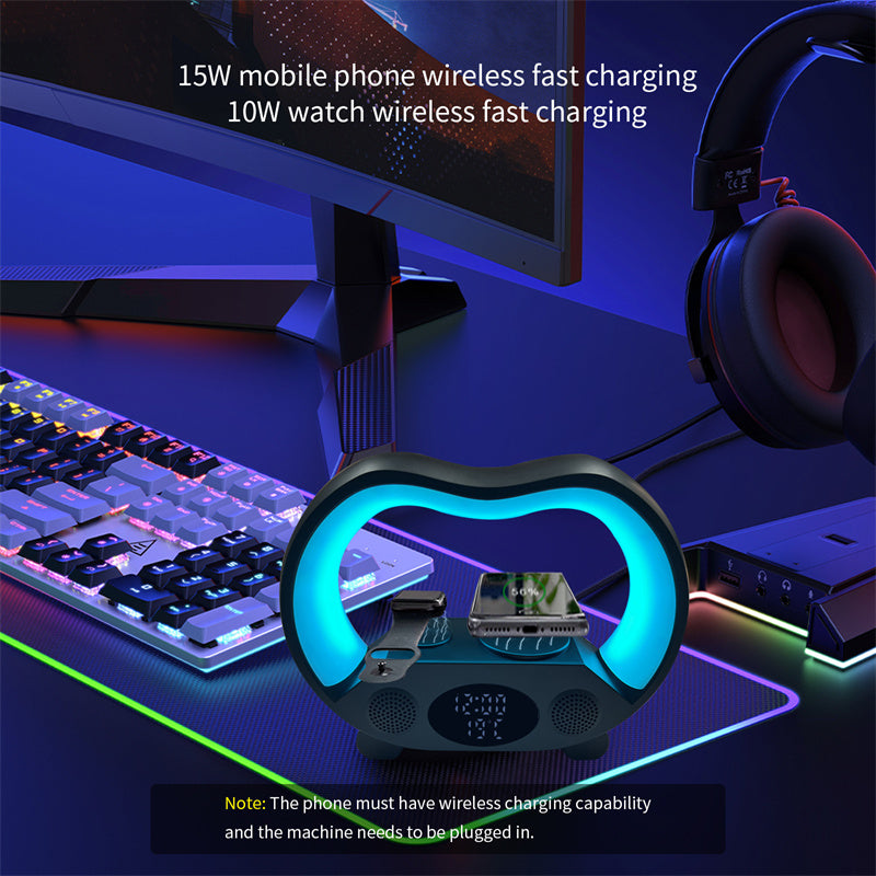 Smart LED Table Lamp with Wireless Charging & Bluetooth Speaker
