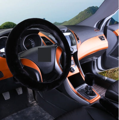 Plush Winter Wool Steering Wheel Cover Set