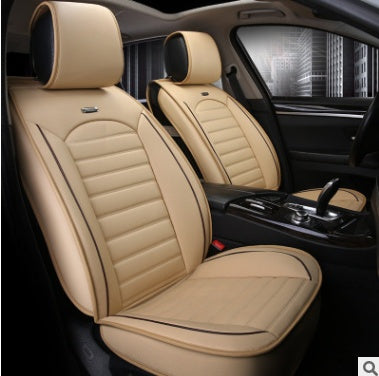 Premium Flax & Leather Car Seat Cushion - All Seasons