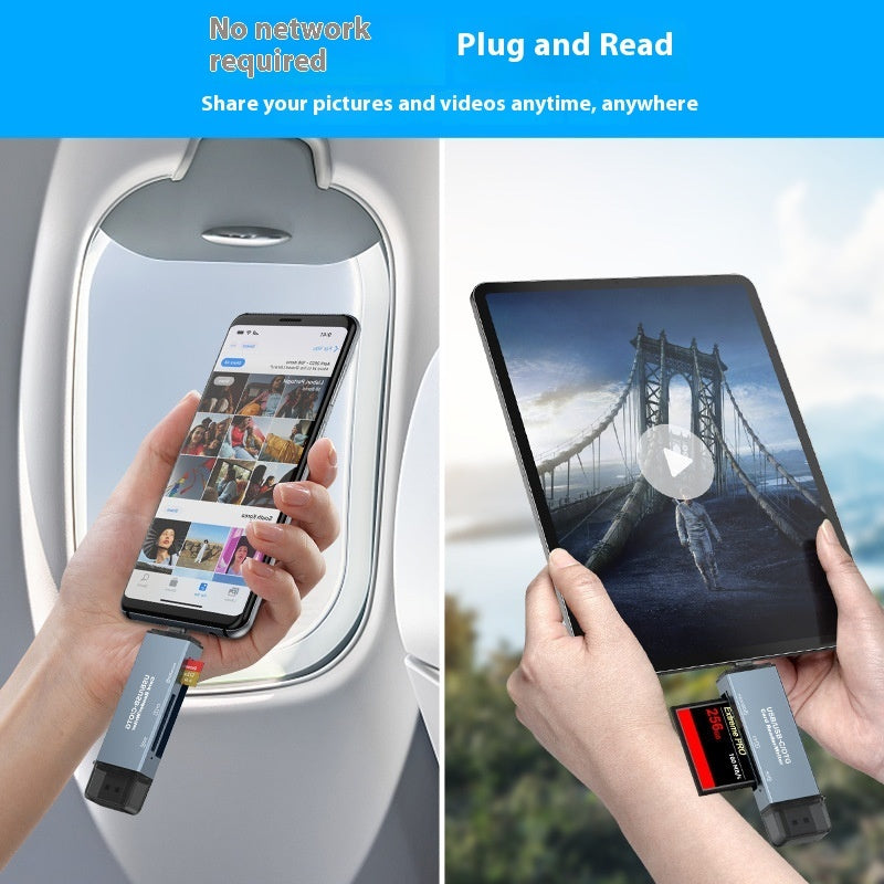 Professional Aluminum Alloy CF/SD/TF Three-in-One Card Reader