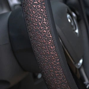 Premium Carved Leather Steering Wheel Cover