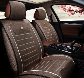 Premium Flax & Leather Car Seat Cushion - All Seasons