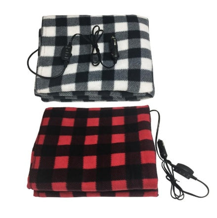Premium 12V Heated Car Blanket - Red Plaid