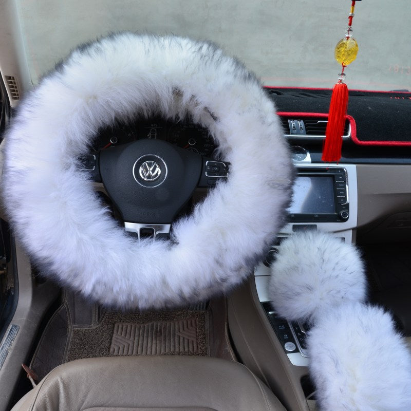 Premium Wool Steering Wheel Cover Set