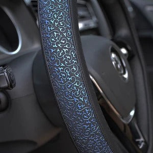Premium Carved Leather Steering Wheel Cover