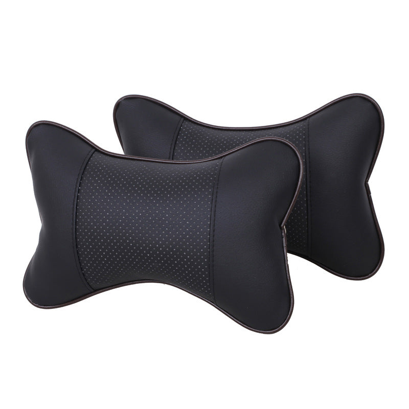 Premium Leather Car Neck Support Pillow - 2 PCS