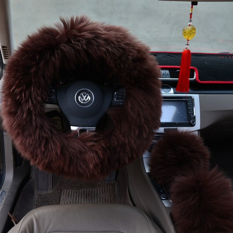 Premium Wool Steering Wheel Cover Set