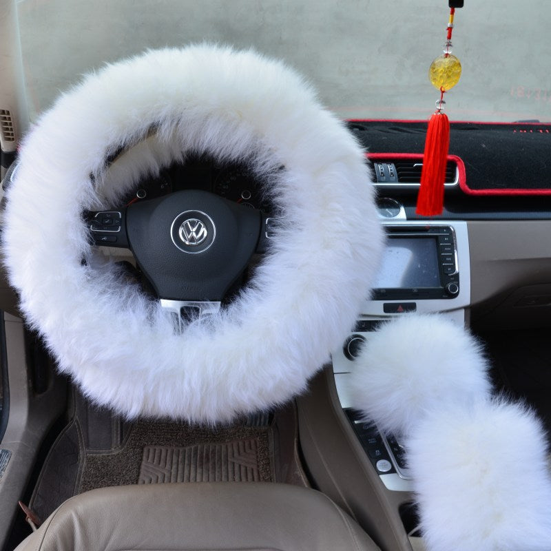 Premium Wool Steering Wheel Cover Set
