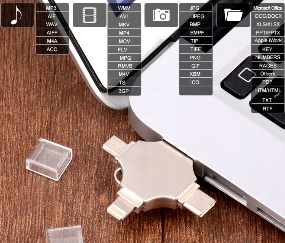 Metal Mobile Phone U Disk 4-in-1 Flash Drive
