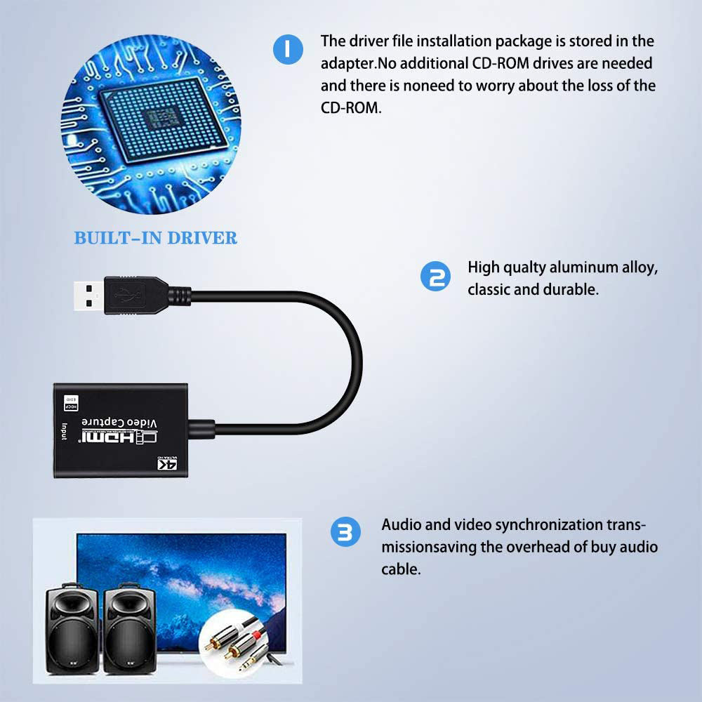HDMI Capture Card: HD Game Live Broadcast to USB