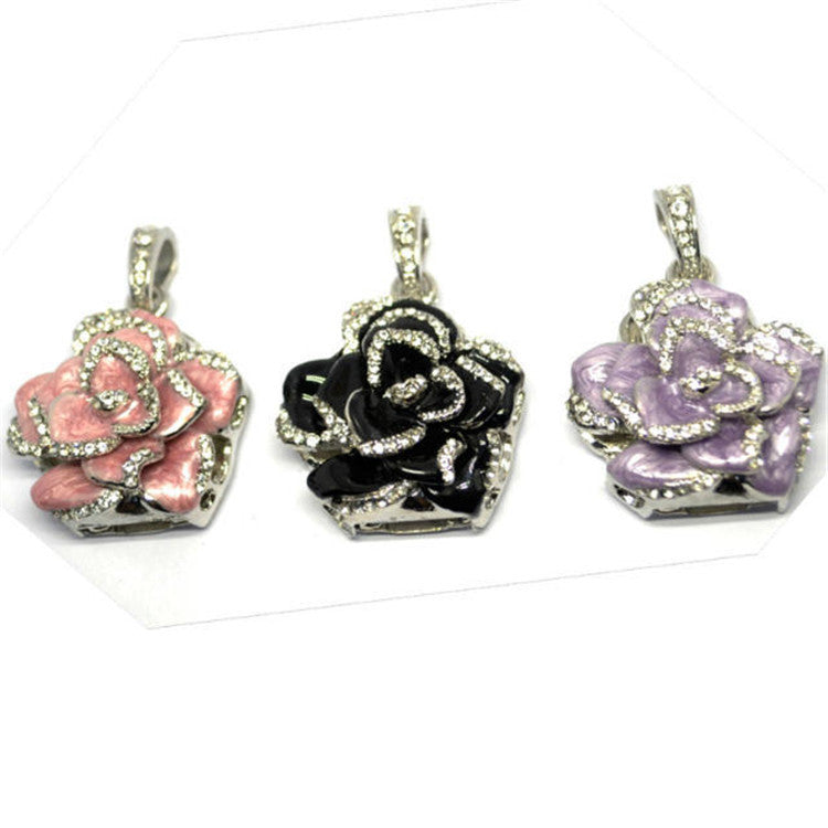 Diamond-Studded Metal Rose USB Flash Drive
