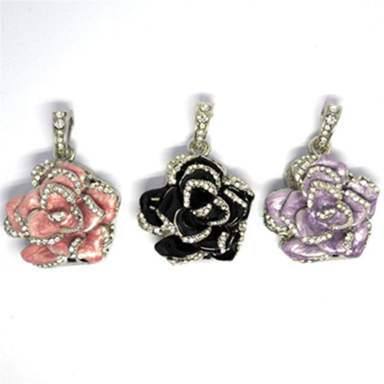 Diamond-Studded Metal Rose USB Flash Drive