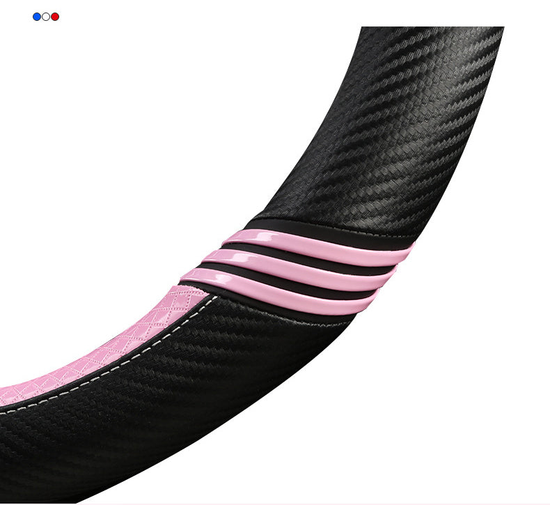 Premium Carbon Fiber & Leather Steering Wheel Cover