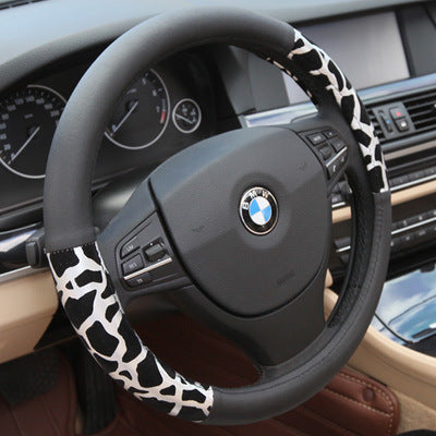 Leopard Print Microfiber Leather Steering Wheel Cover