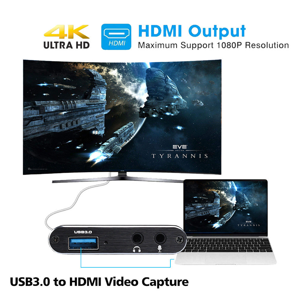 HDMI Video Capture Card - 4K Input, 1080p 60fps USB 3.0 Recording