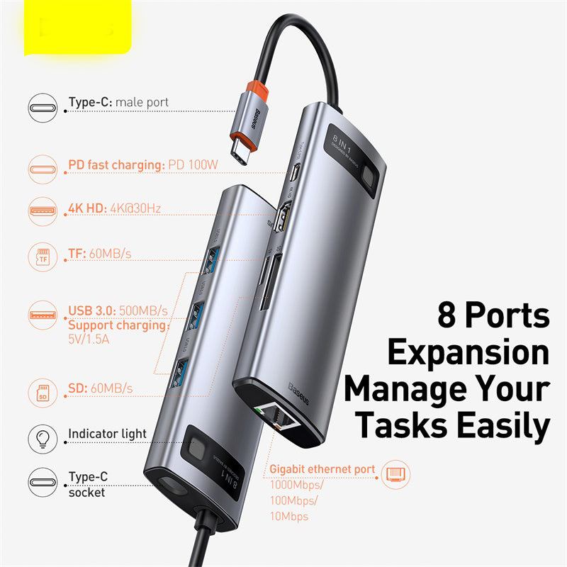 Metal Shimmer USB-C Hub: Expand Your Connectivity