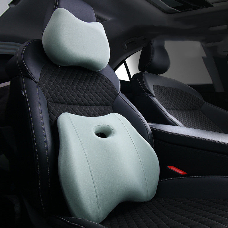 Premium Memory Foam Car Neck & Lumbar Support Pillow