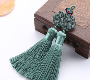Double Money Knot Double Tassel Jewelry Pendant