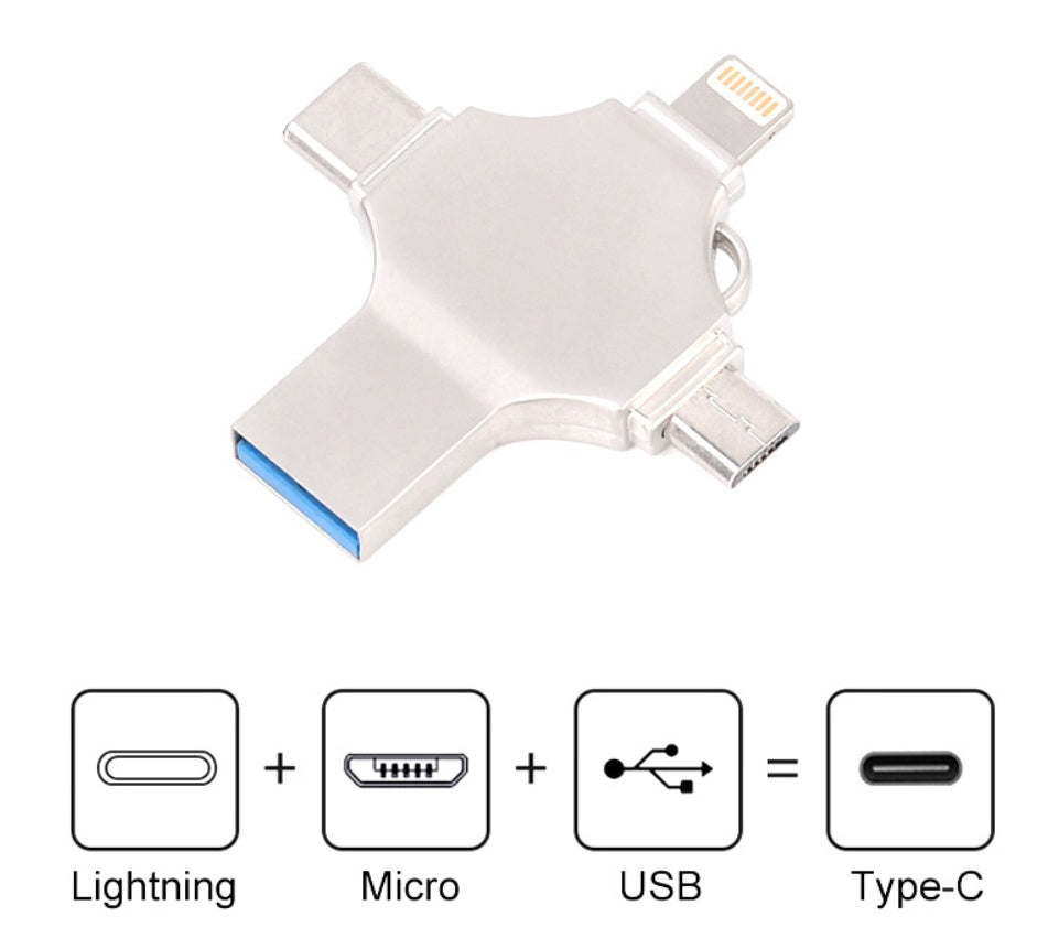 Metal Mobile Phone U Disk 4-in-1 Flash Drive