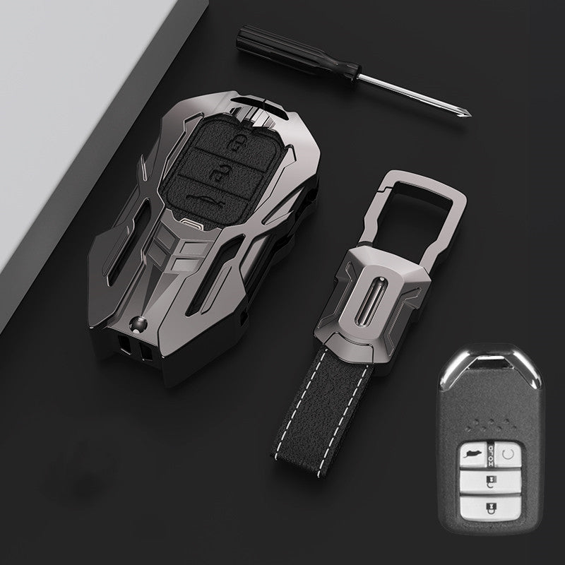 Premium Leather & Aluminum Key Fob Cover for Honda