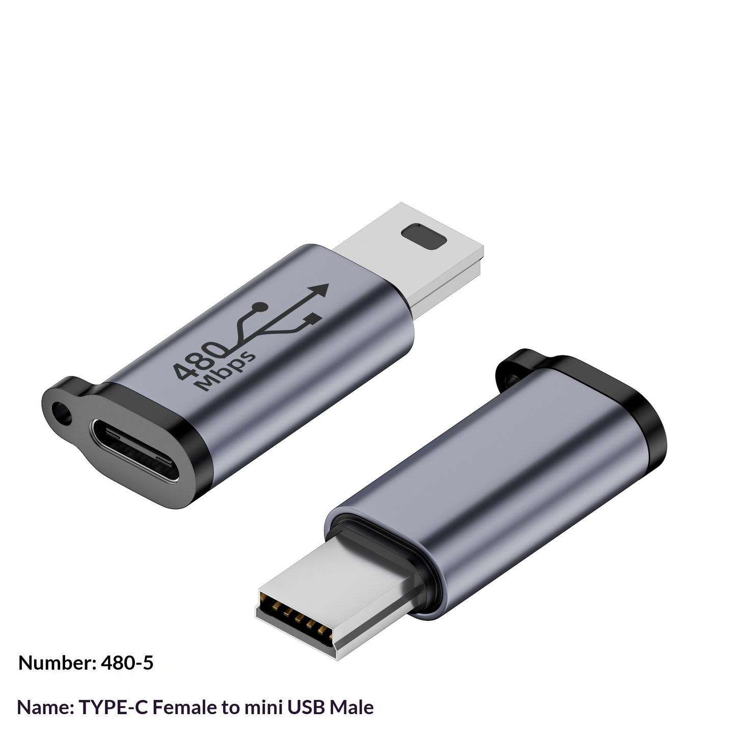 480 Adapter Series: USB to Mini V3/Type-C Adapter with Fast Charging & Data Sync