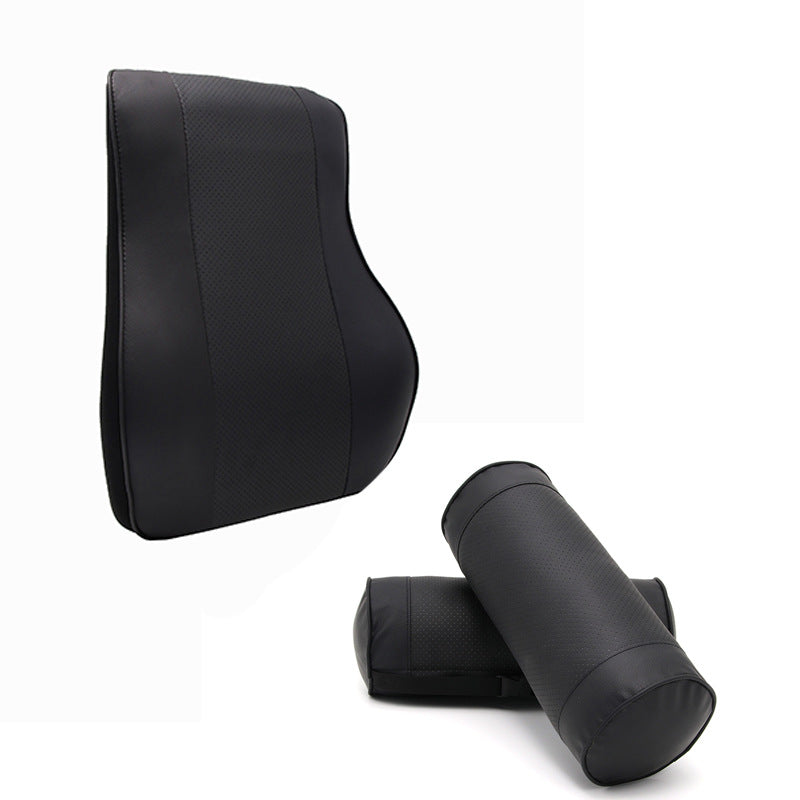 Premium Leather Cylindrical Car Seat Pillow