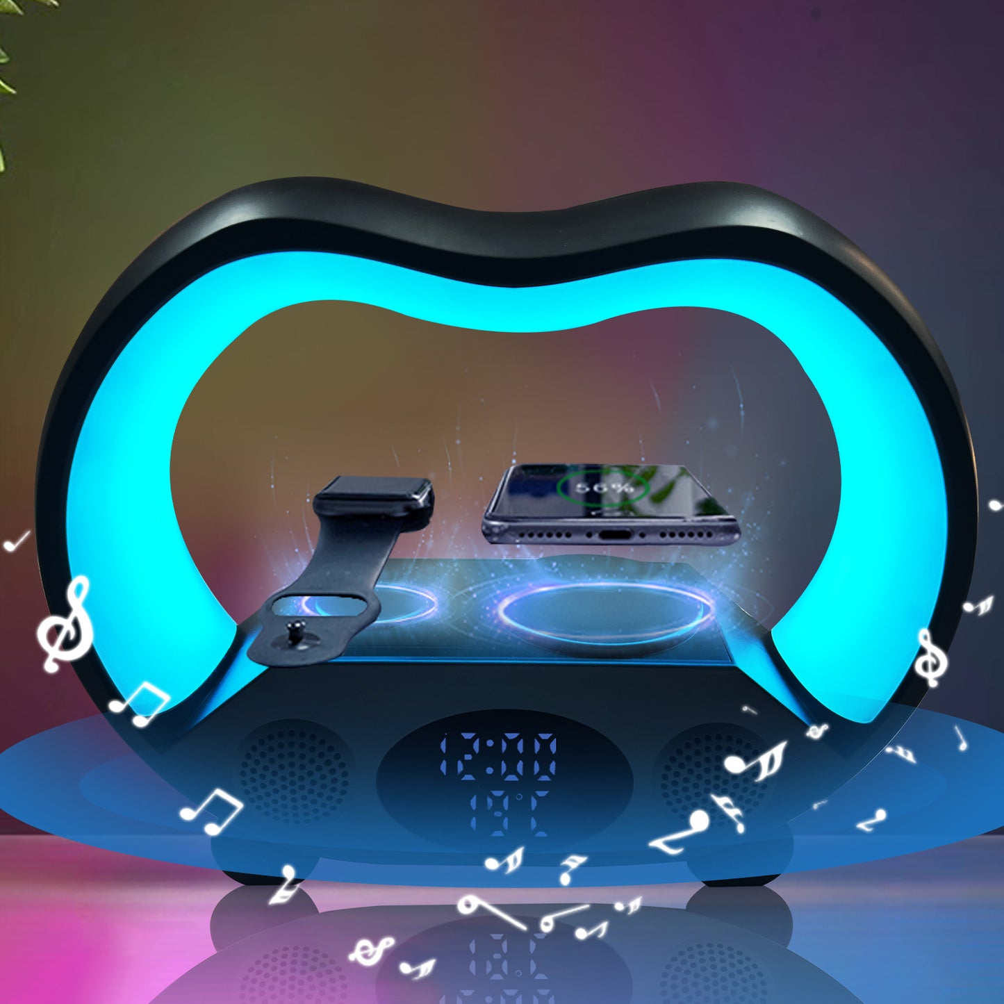 Smart LED Table Lamp with Wireless Charging & Bluetooth Speaker