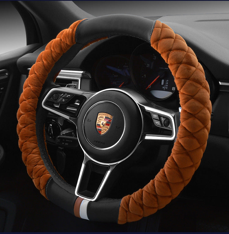 Plush 38cm Steering Wheel Cover with Footprint Design