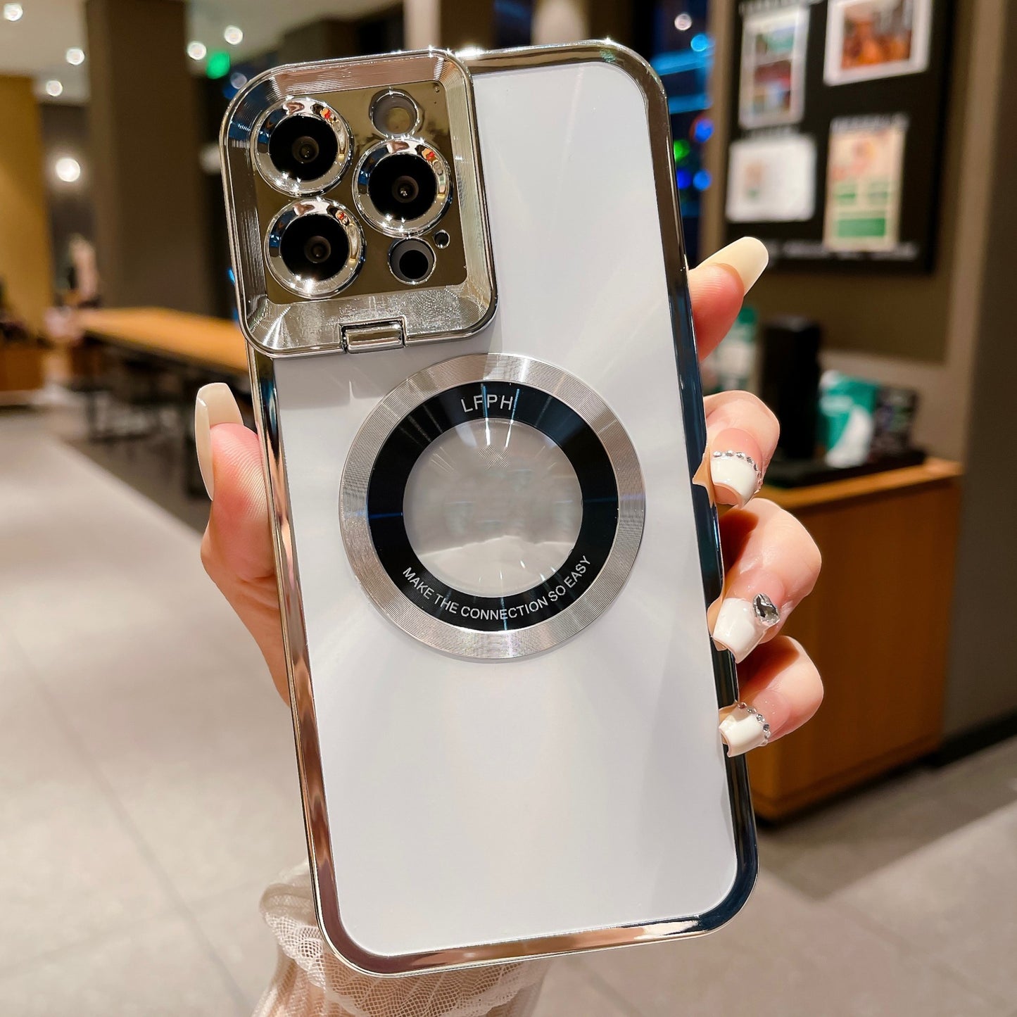 Electroplated Magsafe Phone Case with Invisible Stand