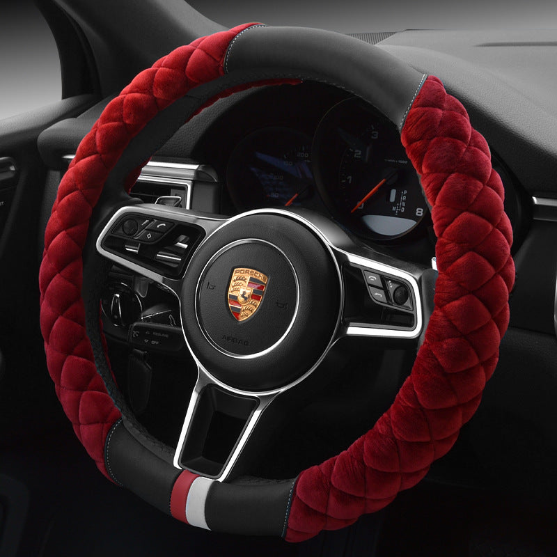 Plush 38cm Steering Wheel Cover with Footprint Design