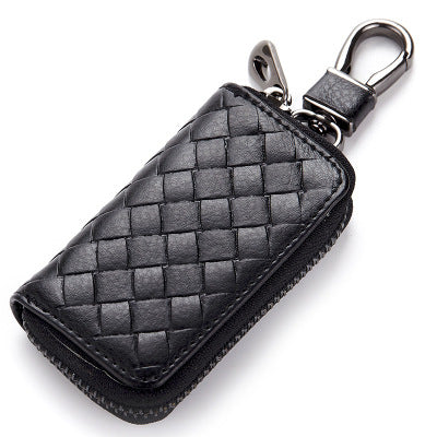 Woven Leather Car Key Case