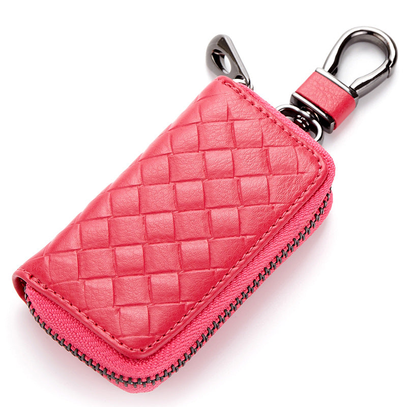 Woven Leather Car Key Case