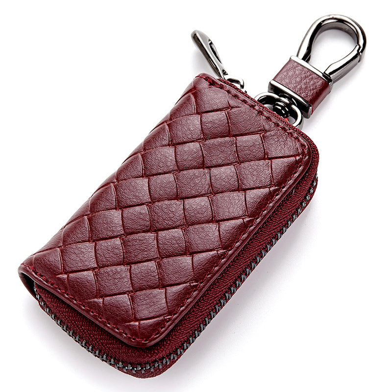 Woven Leather Car Key Case