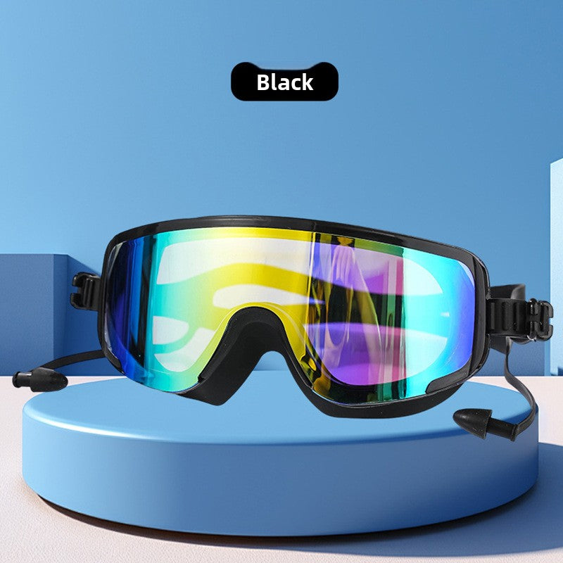 The bezel-less swimming goggles are waterproof and fog-proof