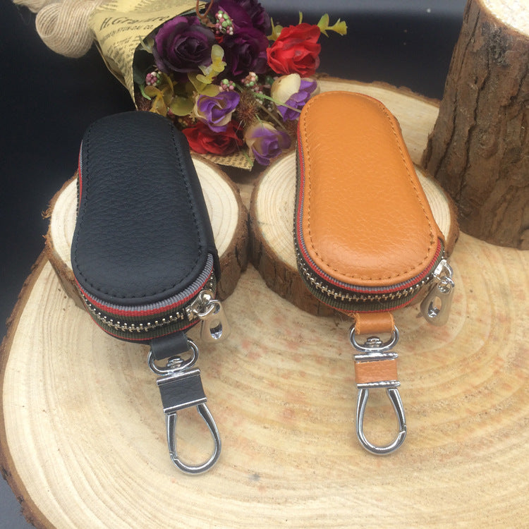 Premium Leather Car Key Holder with Zipper