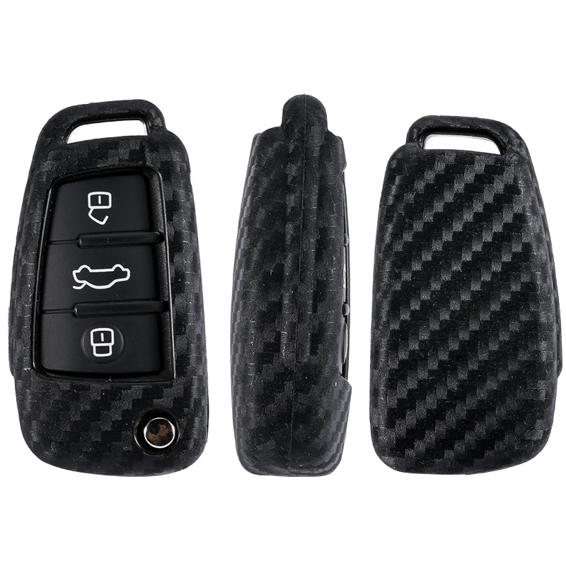 Premium Carbon Fiber Silicone Key Case for Audi