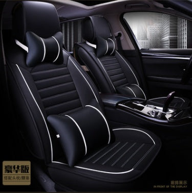 Premium Flax & Leather Car Seat Cushion - All Seasons
