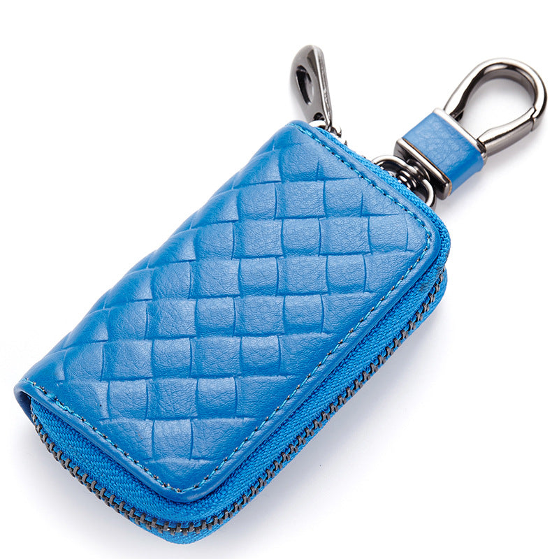 Woven Leather Car Key Case