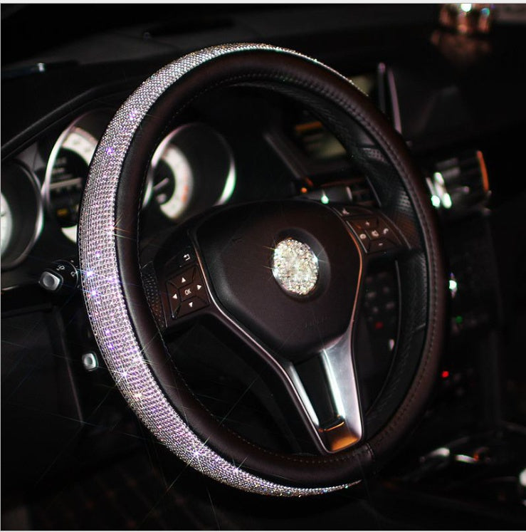 Premium Leather Steering Wheel Cover - 38cm Universal Fit