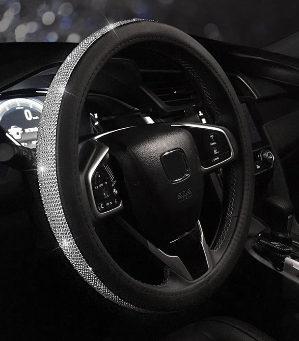 Premium Leather Steering Wheel Cover - 38cm Universal Fit