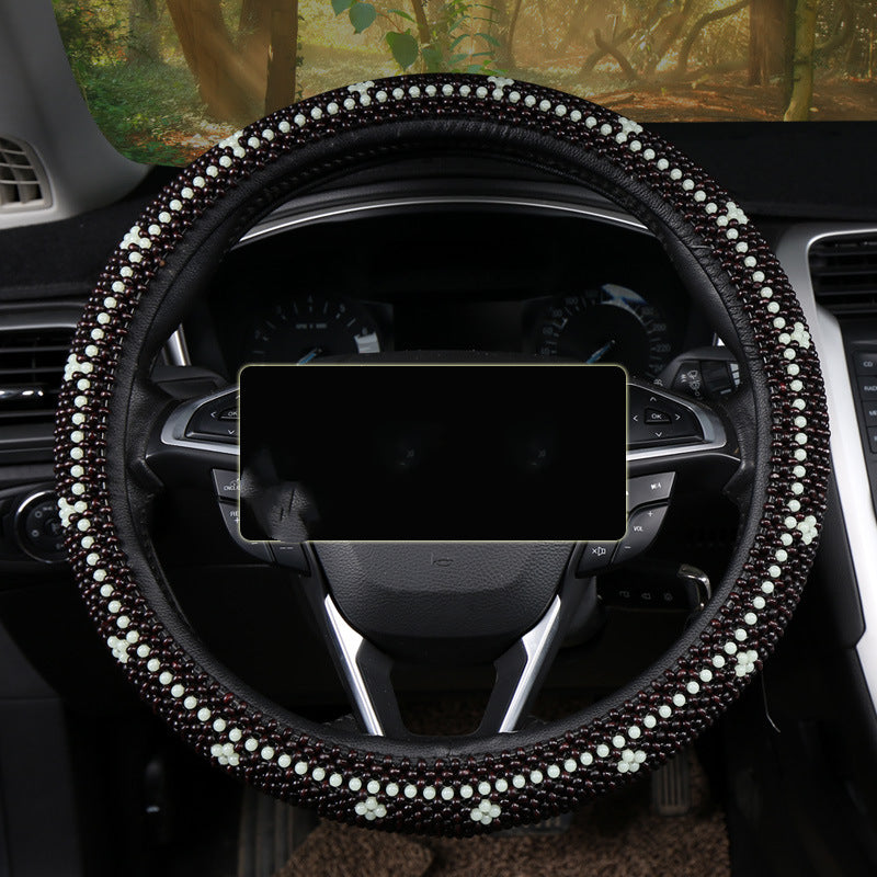 Light Wooden Bead Steering Wheel Cover