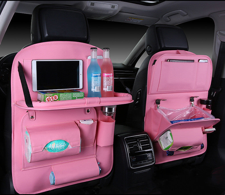 Premium Leather Car Backrest Organizer & Trash Bag