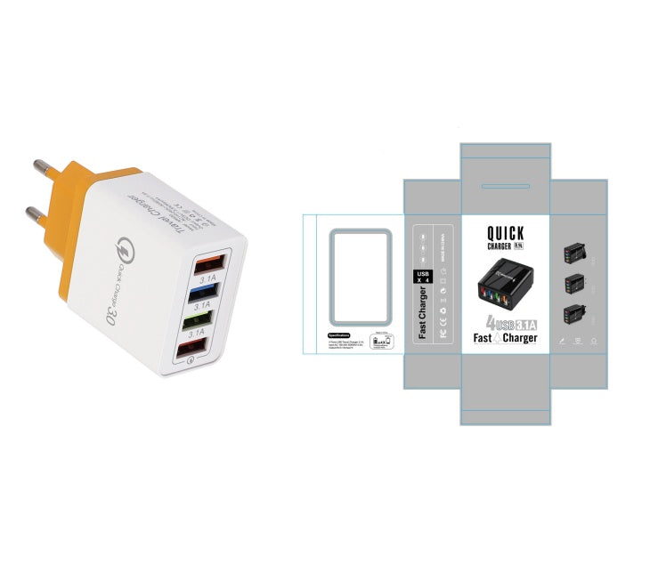 Premium 4-Port USB Wall Charger with Quick Charge 3.0