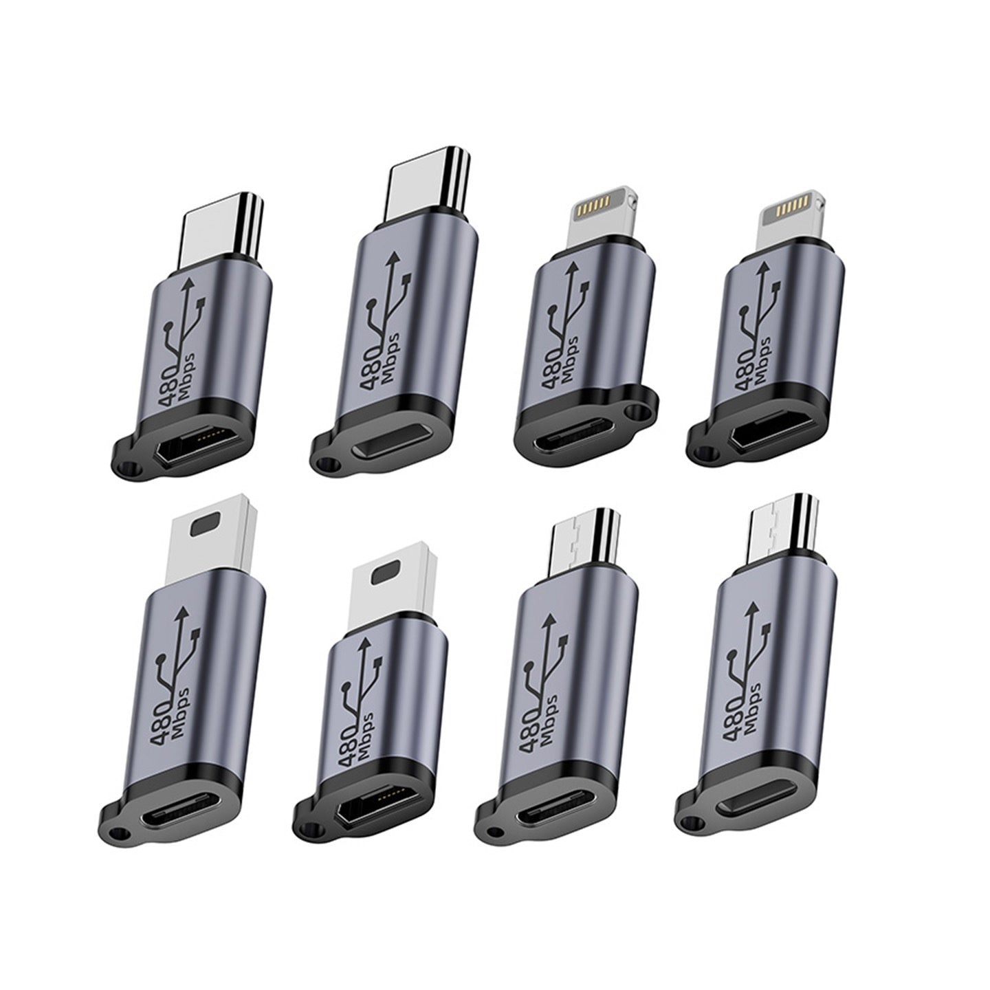 480 Adapter Series: USB to Mini V3/Type-C Adapter with Fast Charging & Data Sync