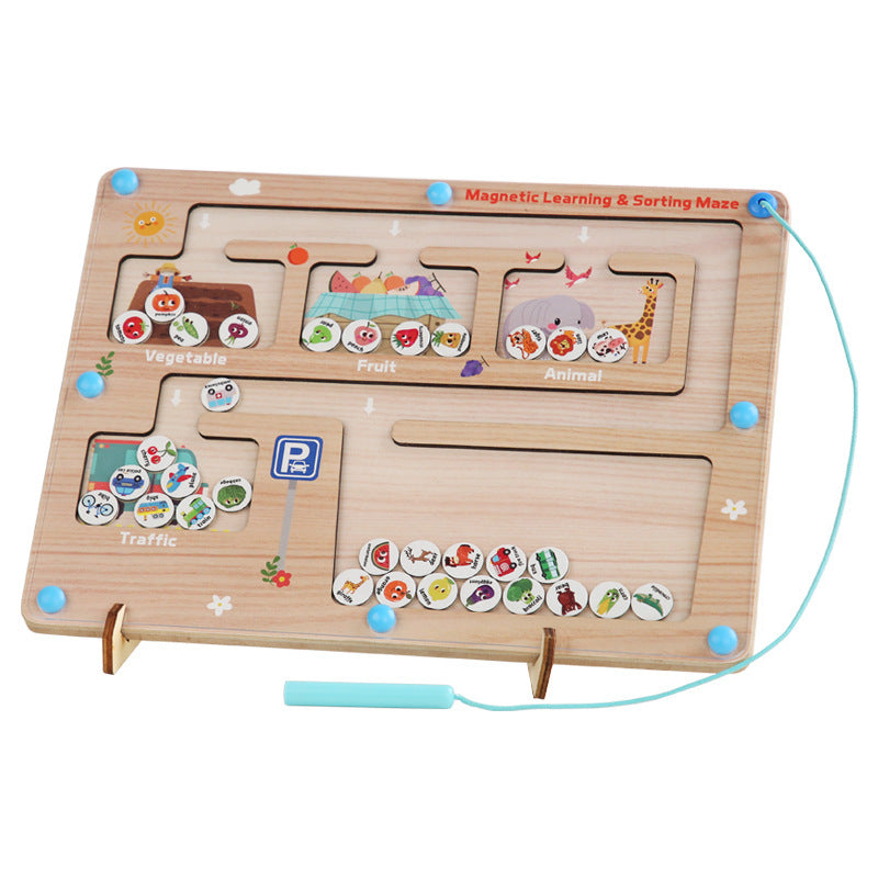 Wooden Magnetic Alphabet Maze Toy for Kids