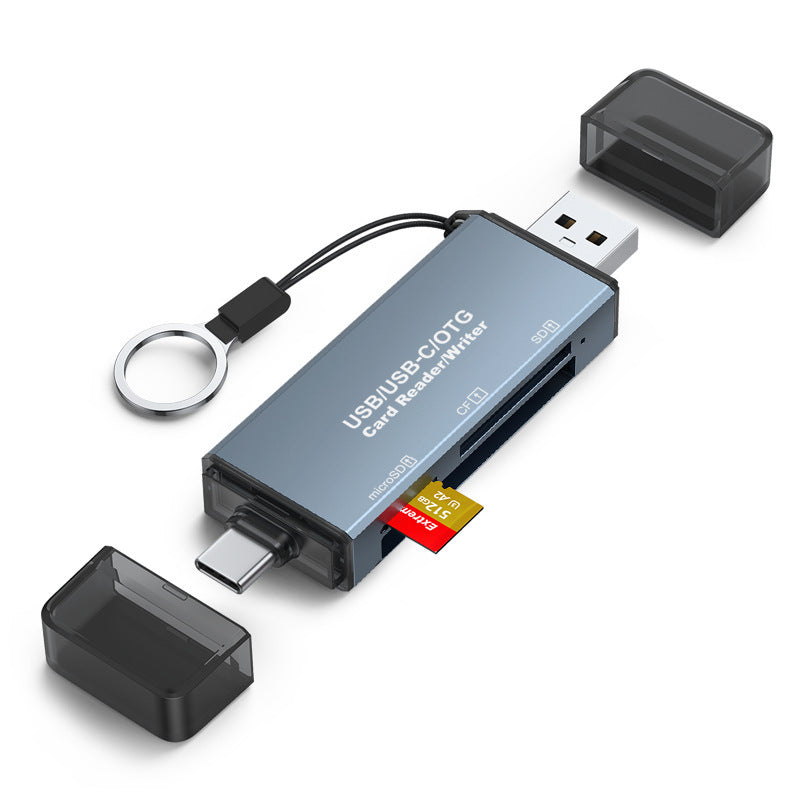 Professional Aluminum Alloy CF/SD/TF Three-in-One Card Reader