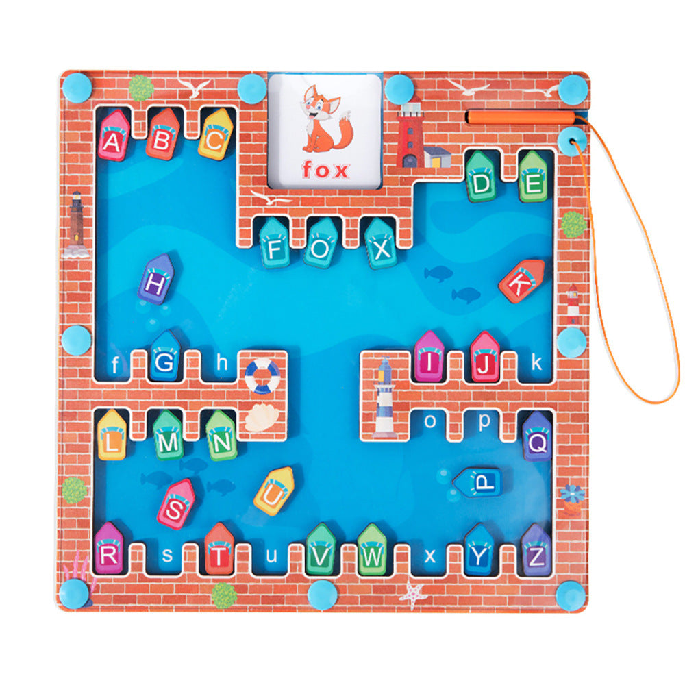 Wooden Magnetic Alphabet Maze Toy for Kids