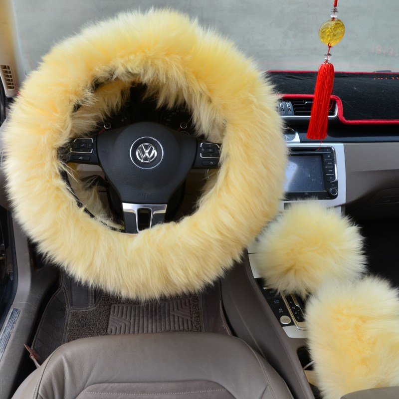 Premium Wool Steering Wheel Cover Set