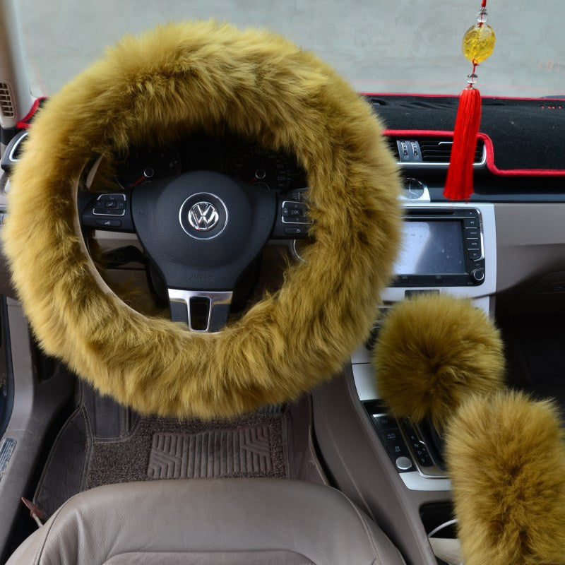 Premium Wool Steering Wheel Cover Set